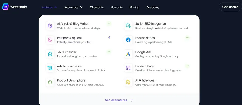 Writesonic Features
